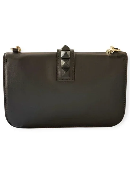 Valentino Garavani Black Leather Glam Lock Chain Shoulder/Crossbody Bag - Picture 4 of 7